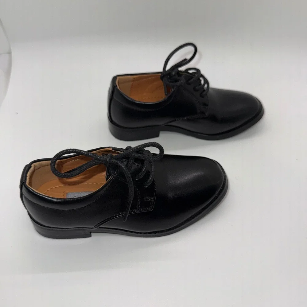 Tip Top Kids Boys Black Faux Leather Oxford Dress Shoes Size 6 Lace Up Formal